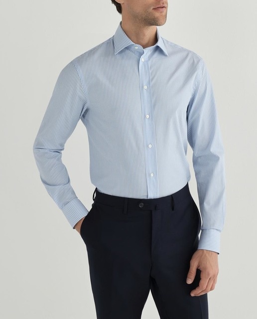 Imagen 0 de Camisa clásica de hombre classic rayas azul celeste