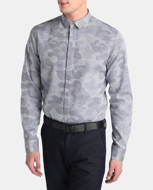 Imagen 0 de Camisa de hombre Emporio Armani slim estampada azul