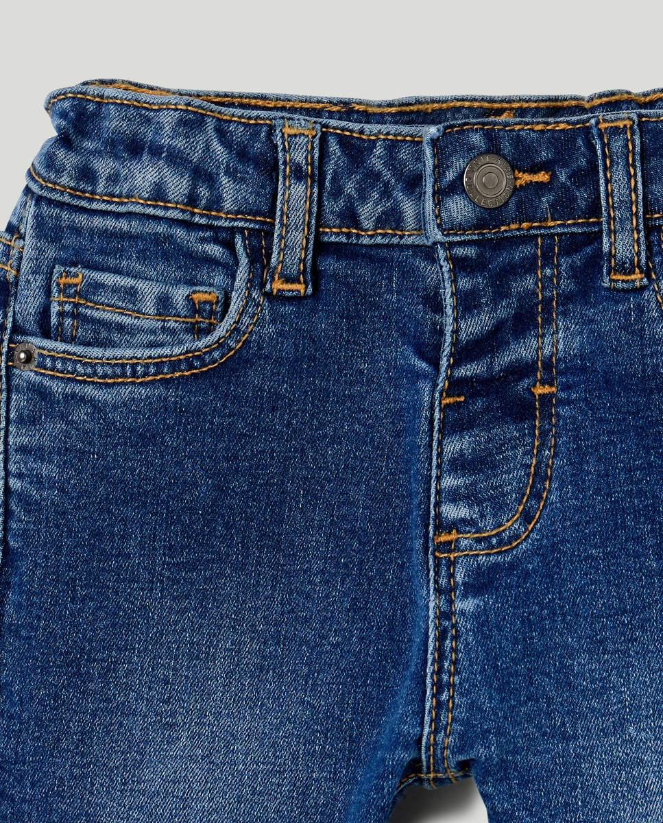 Pantalón de bebé denim 5 bolsillos Azul-3