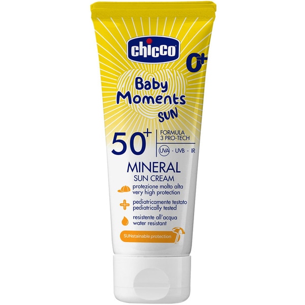 loción solar Baby Moments Sun 0+ SPF-50+ tubo 75 ml resistente al agua