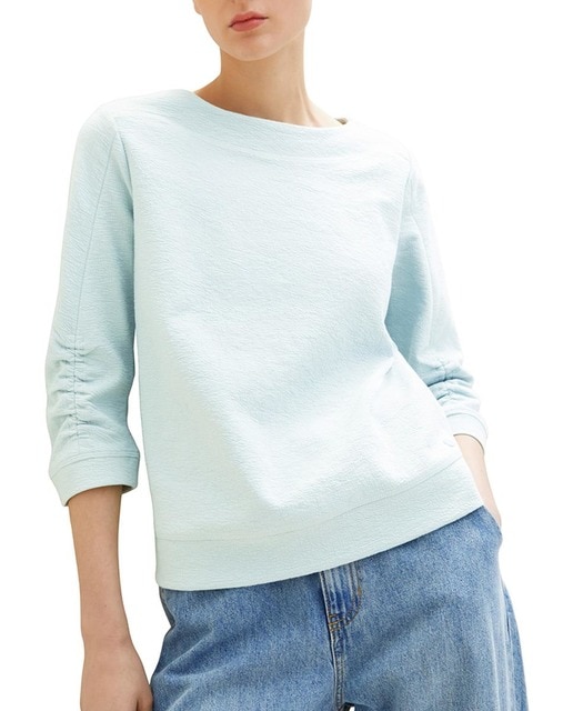 Imagen 0 de Sudadera cuello barco manga 3/4 fruncida