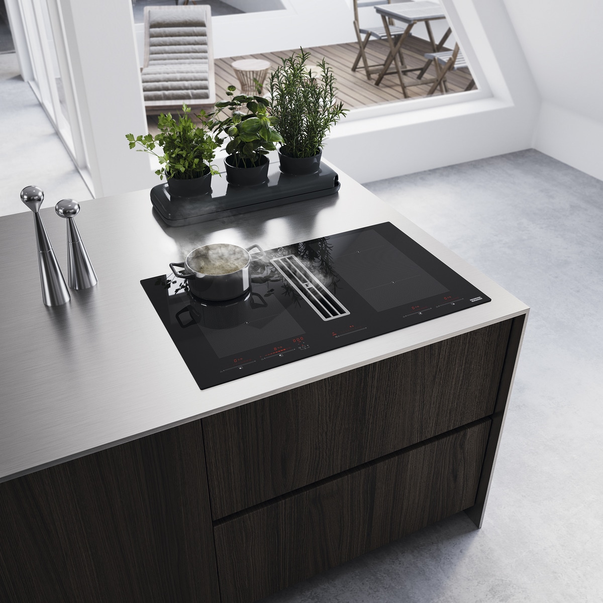 Placa inducción Franke con 4 zonas de cocción, con extractor integrado - 3400705227 Cristal negro-2