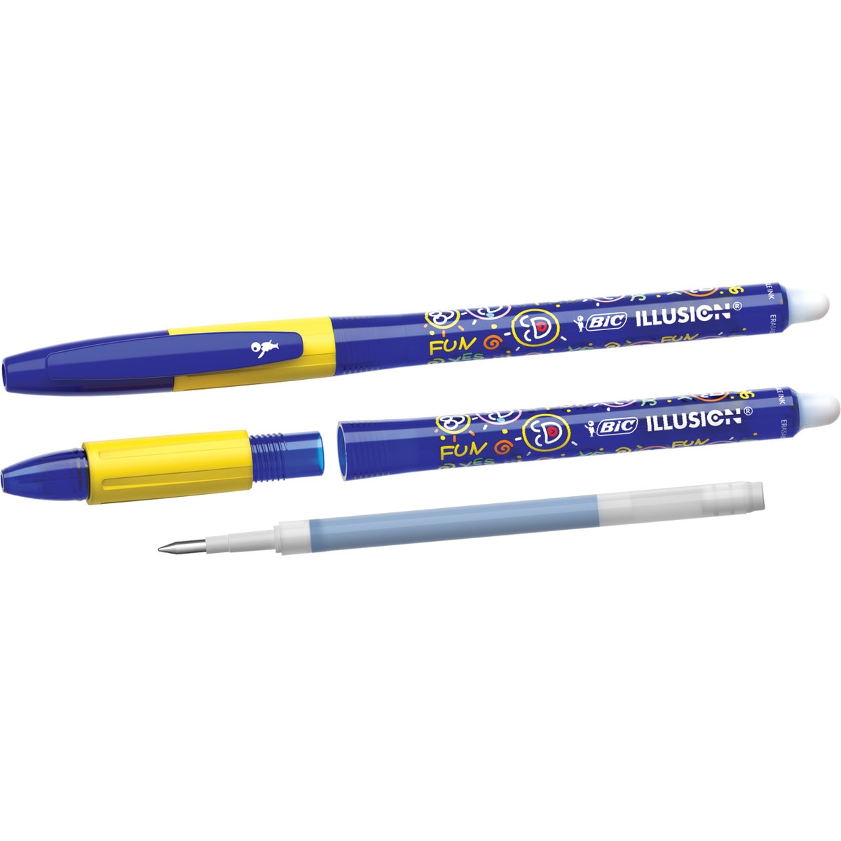 Bolígrafo borrable Illusion BIC azul con 2 recargas Azul-2