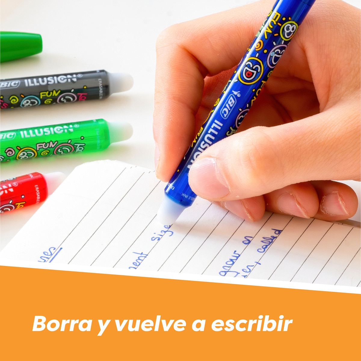 Bolígrafo borrable Illusion BIC negro con 2 recargas Negro-4