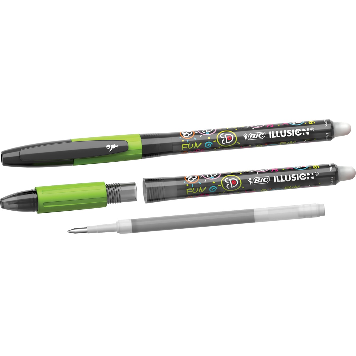 Bolígrafo borrable Illusion BIC negro con 2 recargas Negro-2