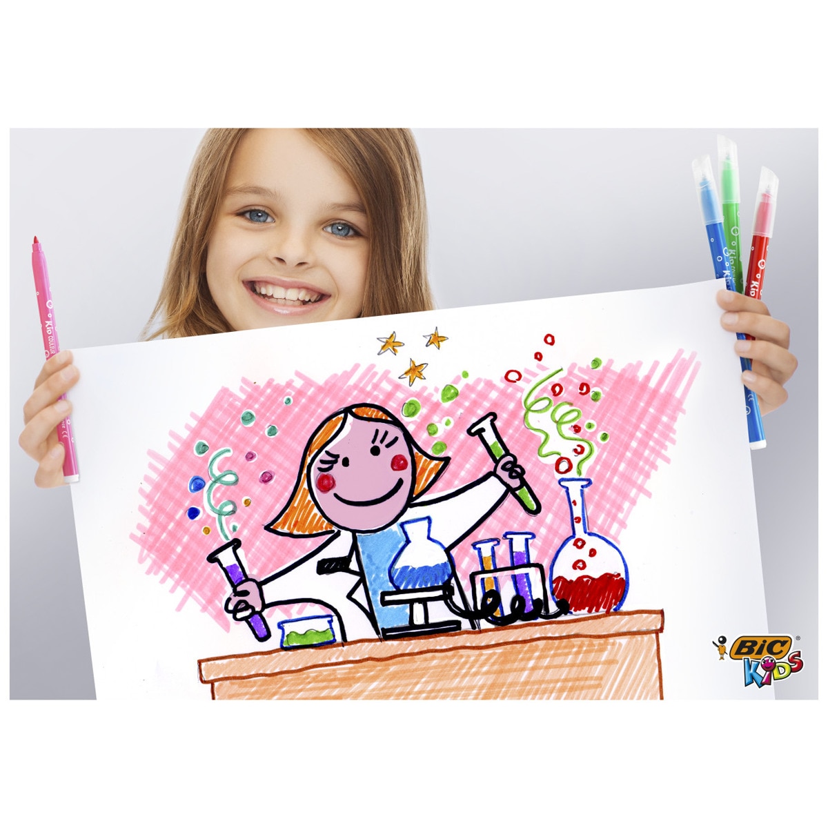 Pack 12 rotuladores clorear Kid Couleur Pastel BIC KIDs Multicolor-5
