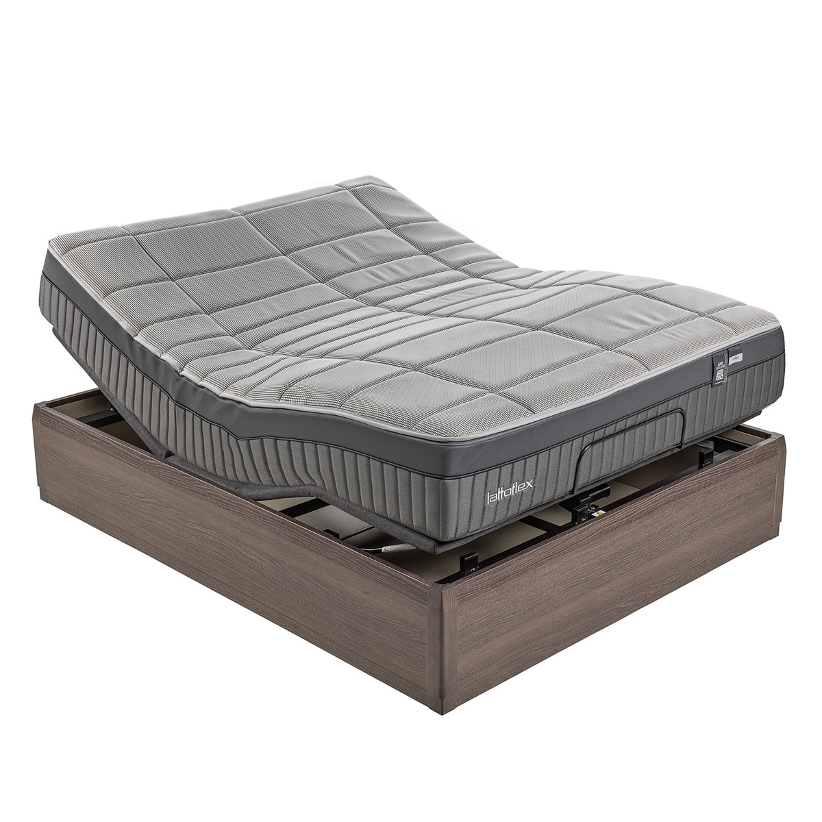Conjunto de colchón HR y viscoelástica doble firmeza + abatible articulado Motion Lattoflex Wengué-1