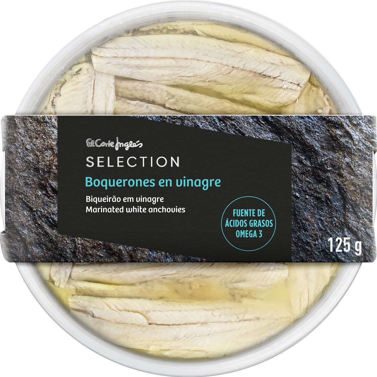 boquerones en vinagre tarrina 125 g neto escurrido
