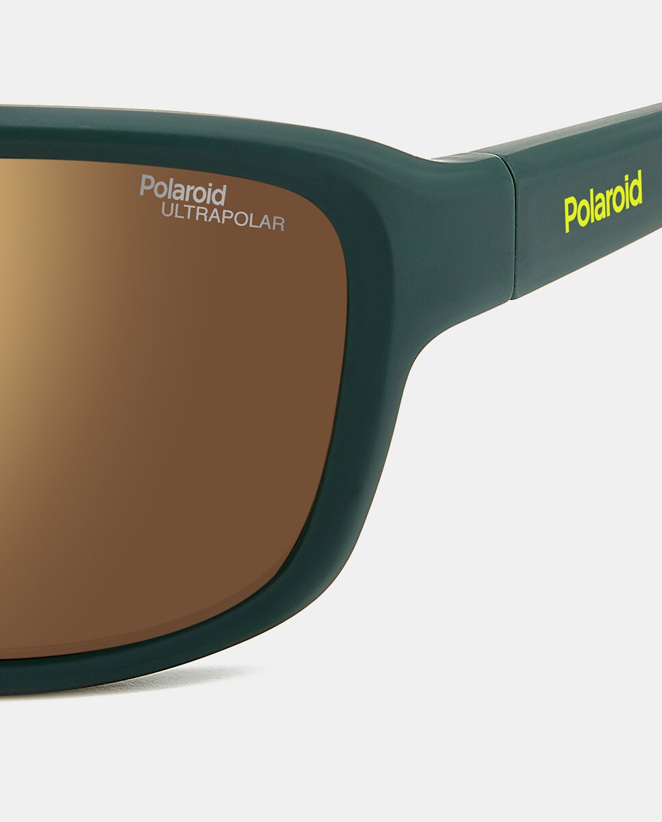 Gafas des sol unisex rectangulares en verde con lentes polarizadas