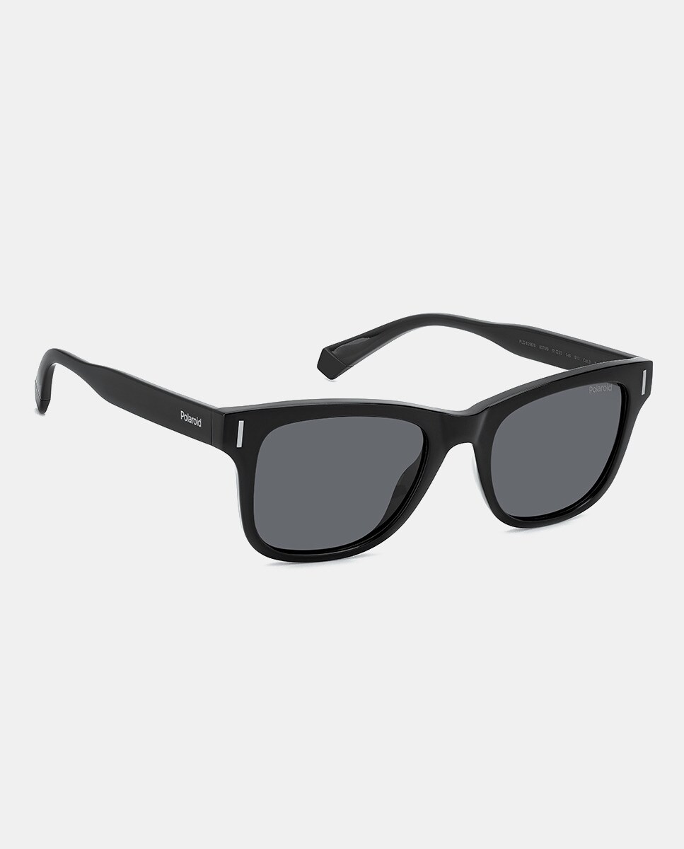 Gafas de sol unisex rectangulares en negro con lentes polarizadas