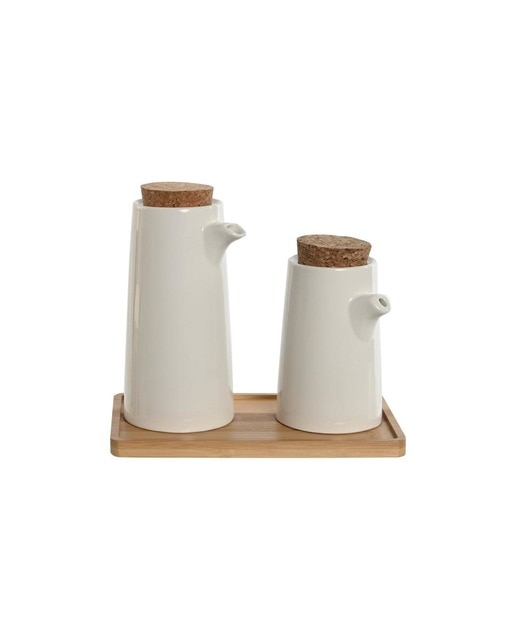 Imagen 0 de Aceitera set 3 gres bambú 20,6x12x18 blanco