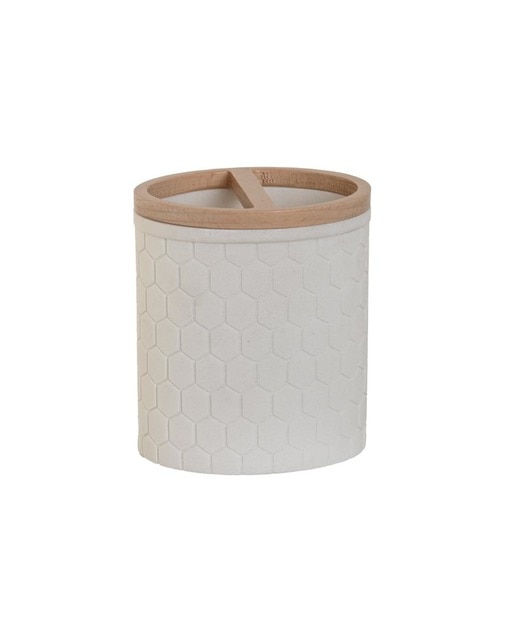 Imagen 0 de Vaso resina bambú 9,5x7x11 blanco