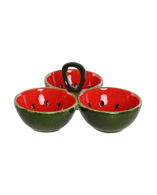 Imagen 0 de Bol set 3 gres 23x22x10,5 sandía rojo