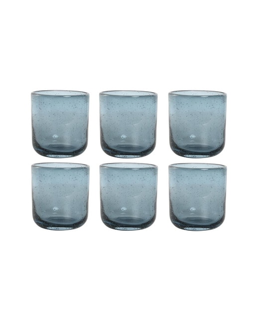 Imagen 0 de Vaso set 6 cristal 8,3x8,3x9,3 320ml burbujas azul