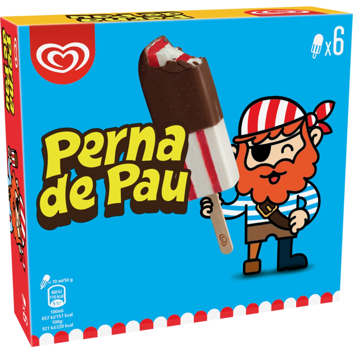 Gelado Perna de Pau Pack 6 unidades embalagem 70 ml