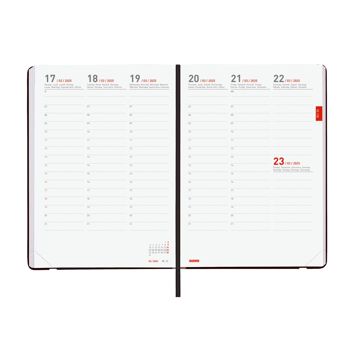 Agenda 18 Meses Julho 2024-Dezembro 2025 Mara Y10 Vista Semanal Vertical Internacional Multilingue 140x204 mm - Preto Preto-6