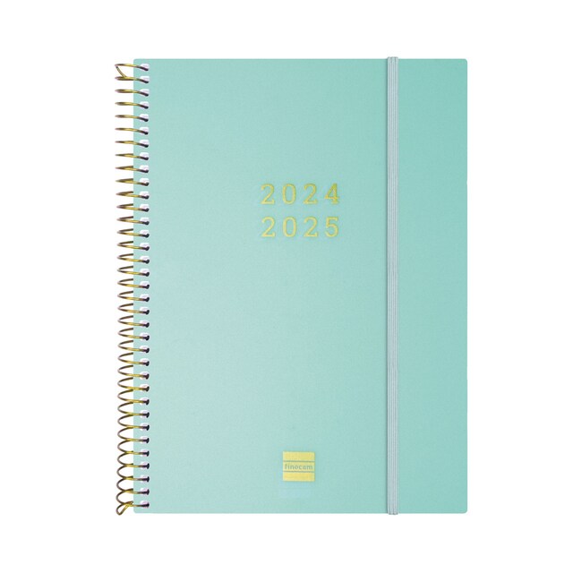 Imagen 0 de Agenda 18 meses julio 2024-diciembre 2025 espiral E10 - 155x212 mm semana vista horizontal Turquesa Finocam internacional multilingüe