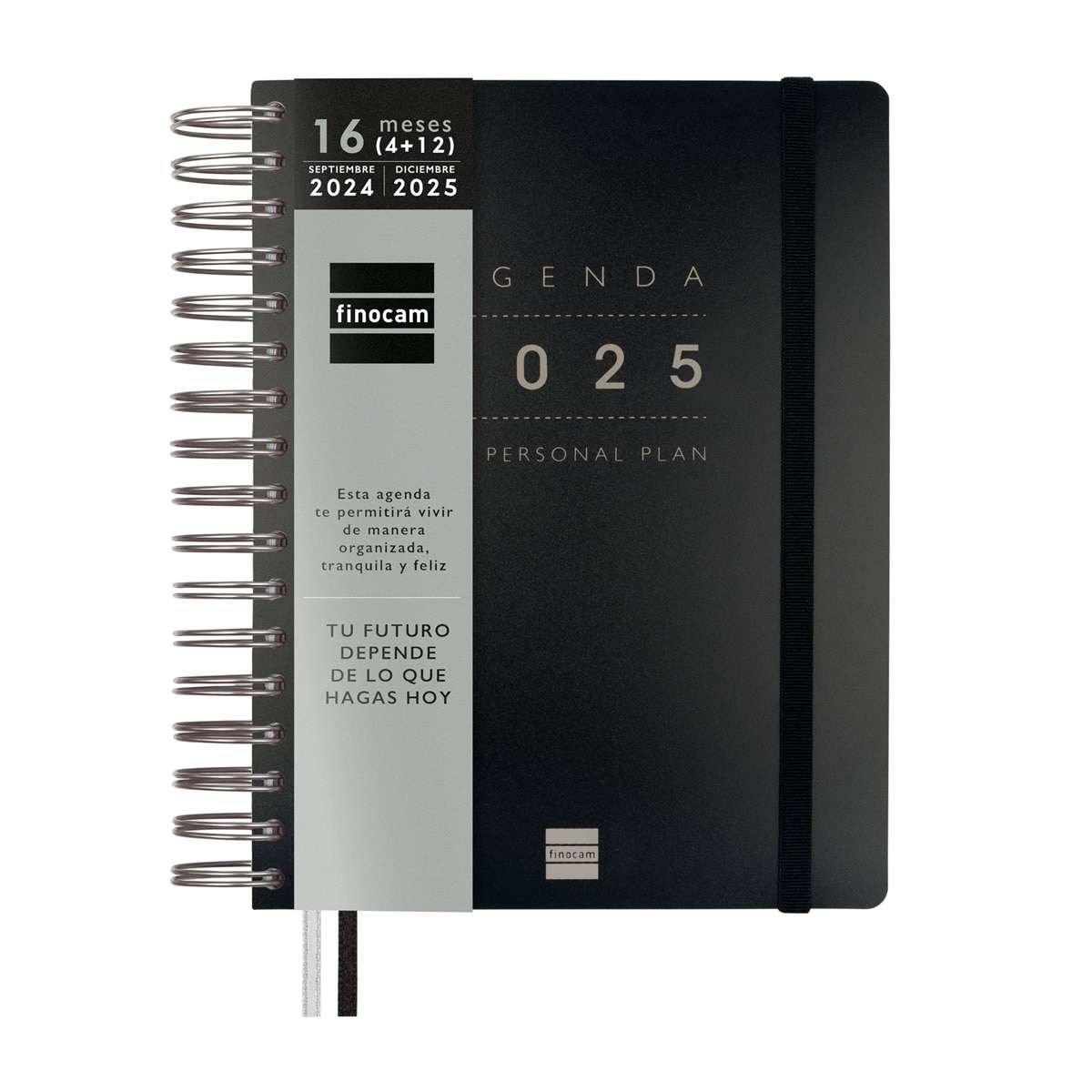 Agenda de 16 Meses Setembro 2024-Dezembro 2025 Tempus 1/4 Vista Semanal Vertical Multilingue 155x217 mm - Preto Preto-2