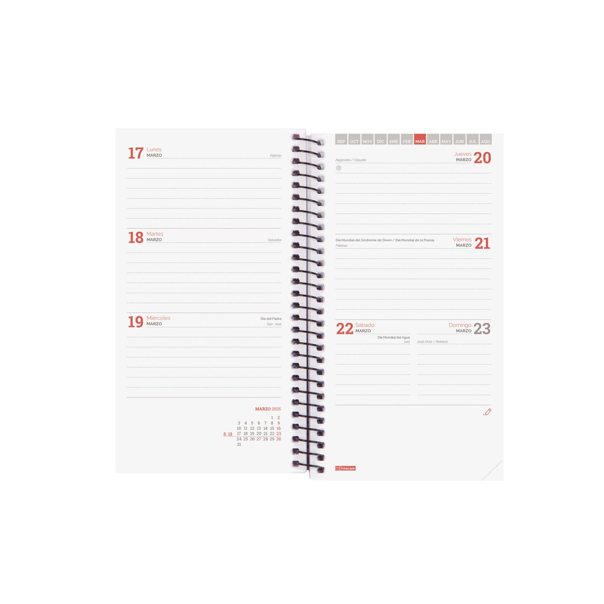 Agenda curso 2024-2025 Espir Label E9 - 94x171 mm semana vista horizontal Finocam azul Azul-4