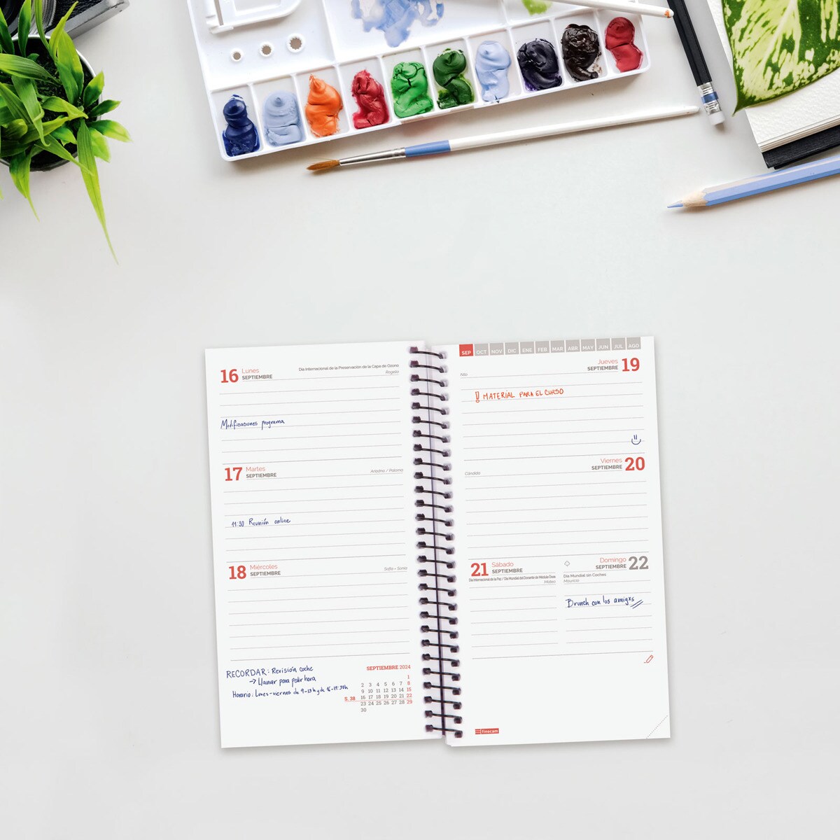 Agenda curso 2024-2025 Espir Label E9 - 94x171 mm semana vista horizontal Finocam azul Azul-3