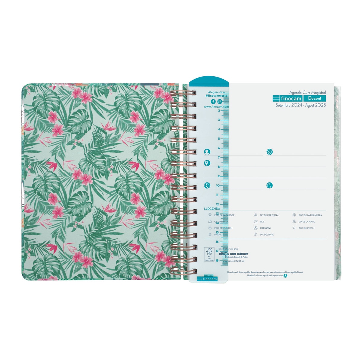 Agenda para el docente curso 2024-2025 Magistral 1/4 - 155x212 mm semana vista horizontal Tropic Finocam catalán Multicolor-9
