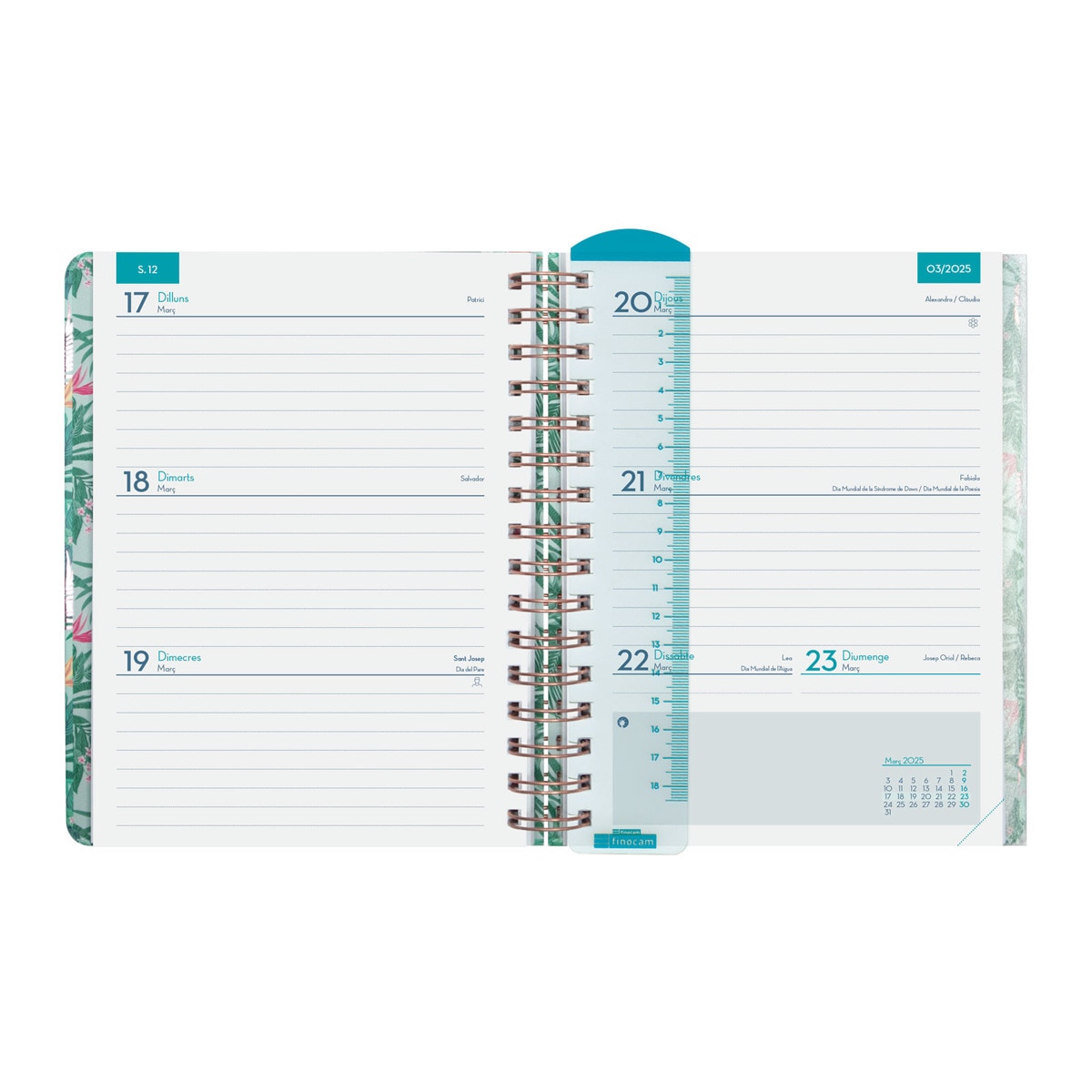 Agenda para el docente curso 2024-2025 Magistral 1/4 - 155x212 mm semana vista horizontal Tropic Finocam catalán Multicolor-4