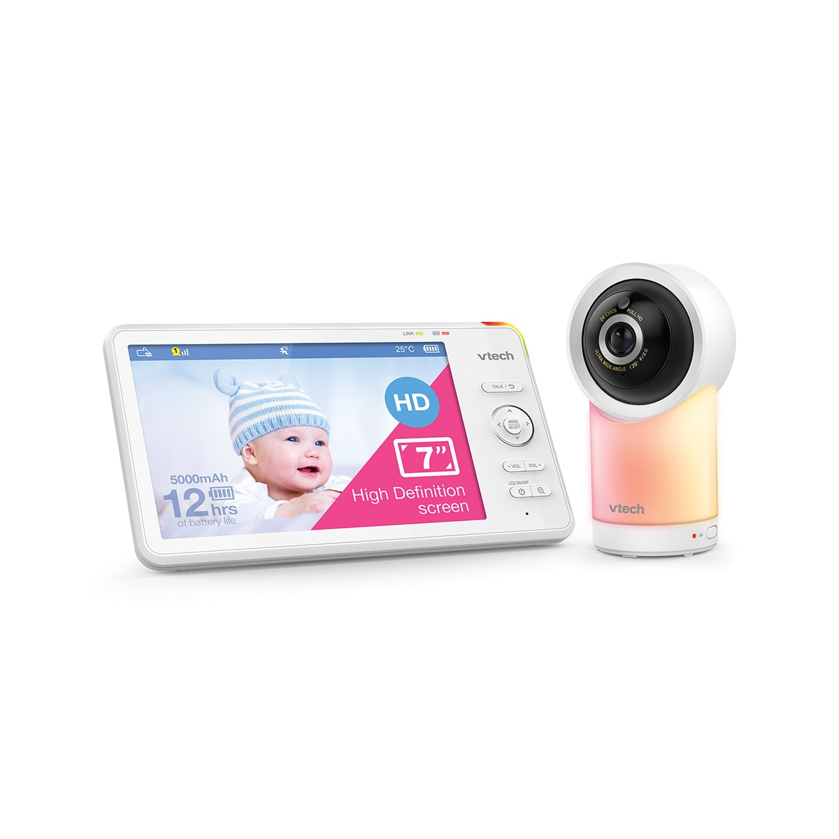 Vigilabebés VTECH WIFI conectado con pantalla Full HD de 7" con control a través de la APP gratuita. Blanco-2