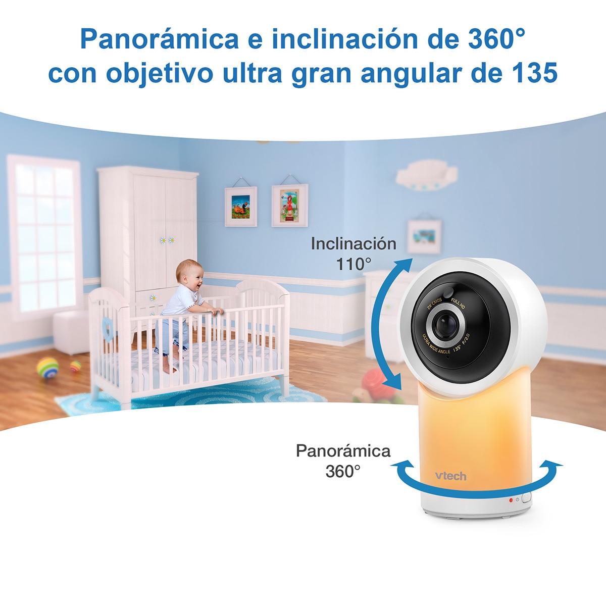 Vigilabebés VTECH WIFI conectado con pantalla Full HD de 7" con control a través de la APP gratuita. Blanco-6