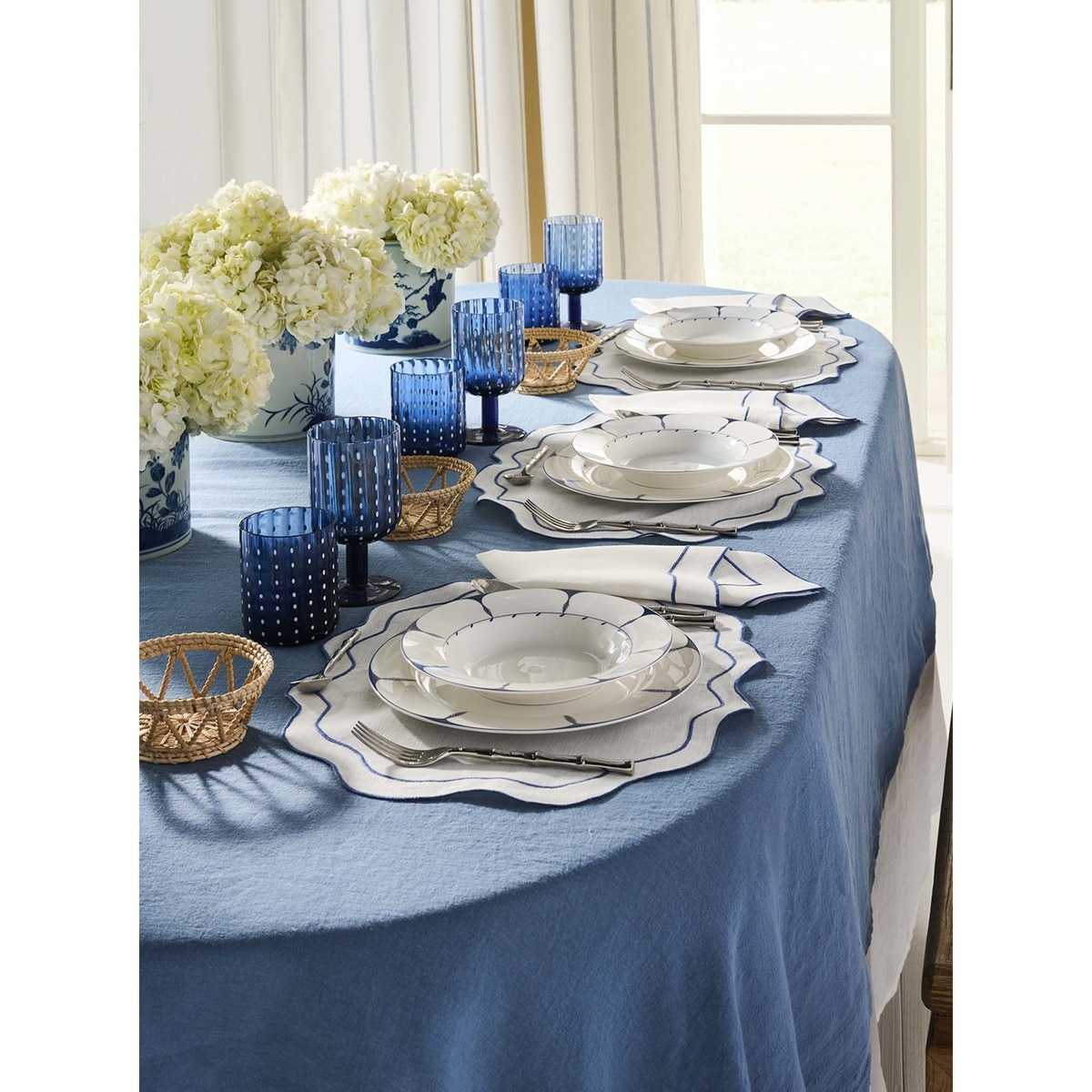 Conjunto de 2 Individuais de Linho Nuvem Azul-6