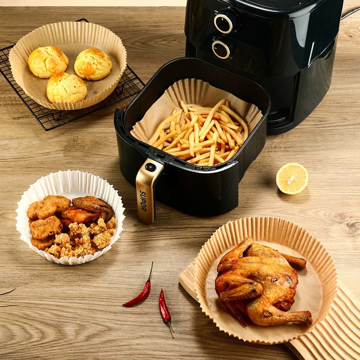 Conjunto de 50 Moldes Quadrados para Fritadeira Cooking- Airfyer 2