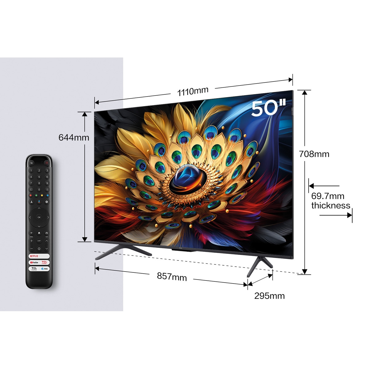 TV QLED Pro 127cm (50") TCL 50C655, 4K Ultra HD, Smart TV Google TV, compatible con Google Assistant Titanio-2