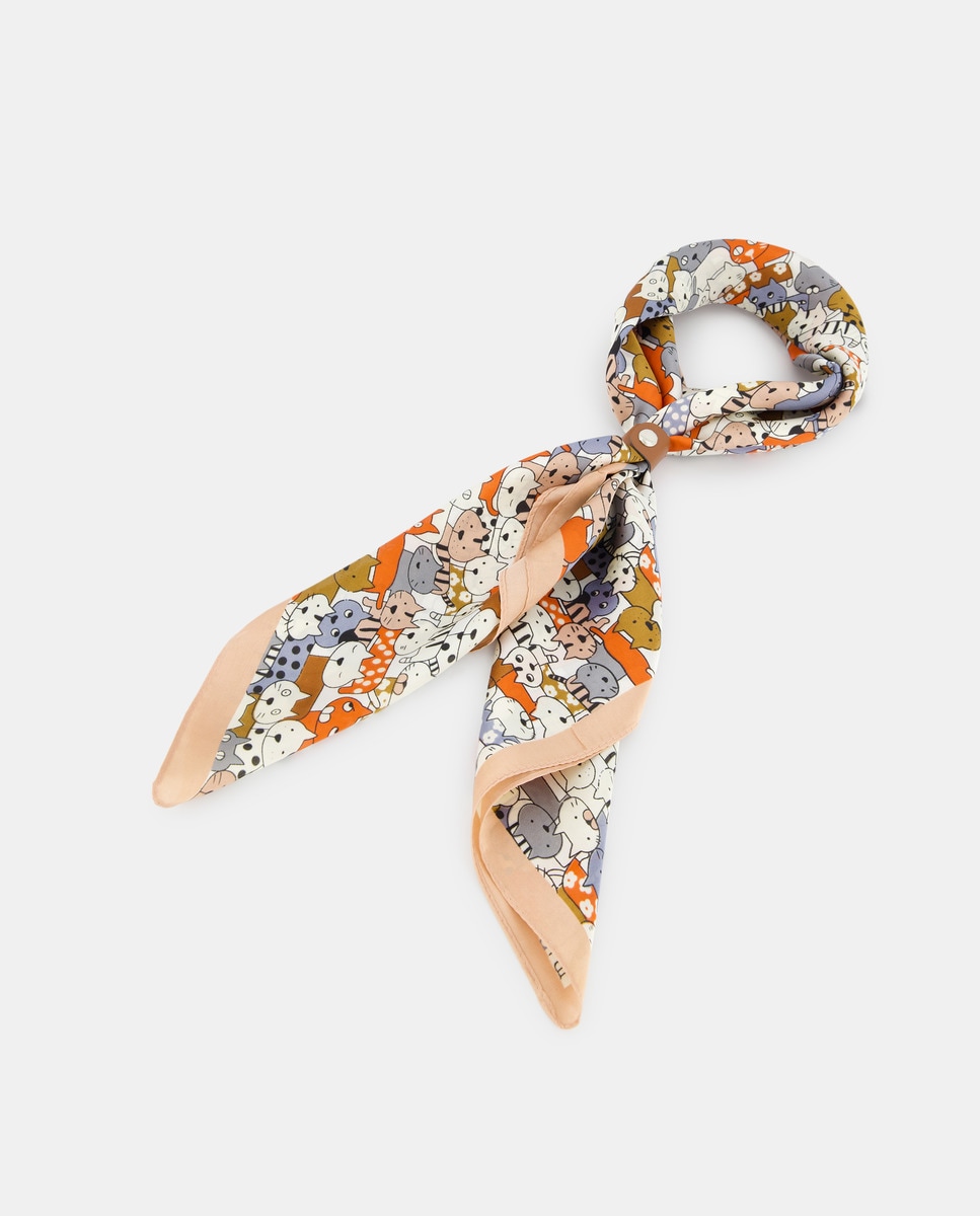 Lenço com Gatos Rosa-1