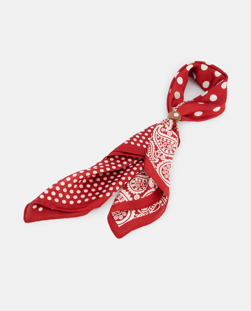 Lenço com Três Estampados Vermelho-1