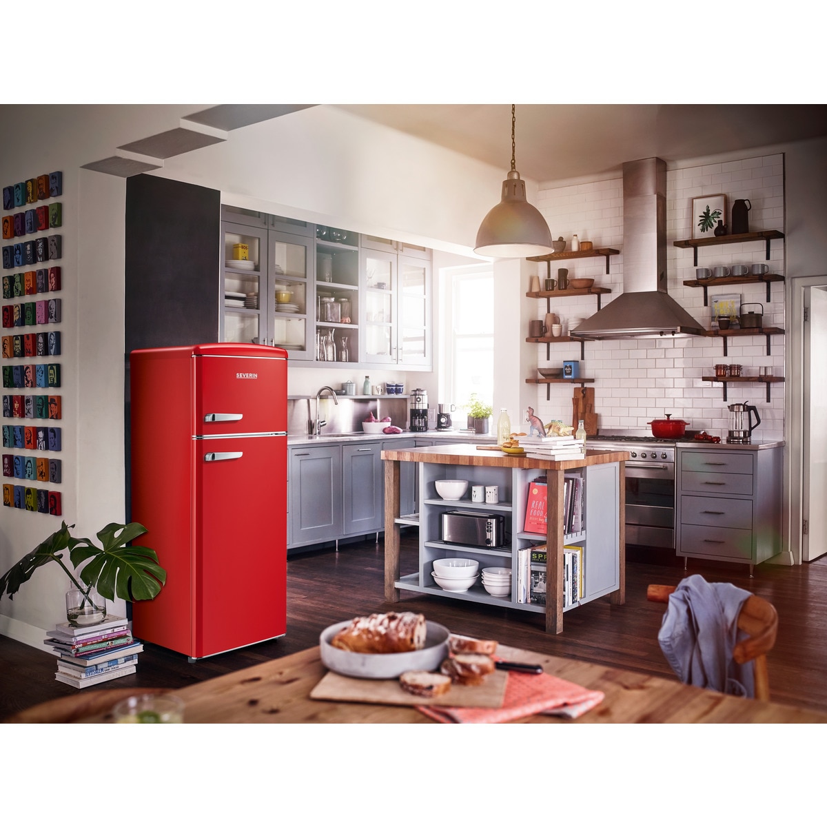 Frigorífico de 2 Portas Severin Retro RKG8930 e de 144 cm - Vermelho Vermelho-3
