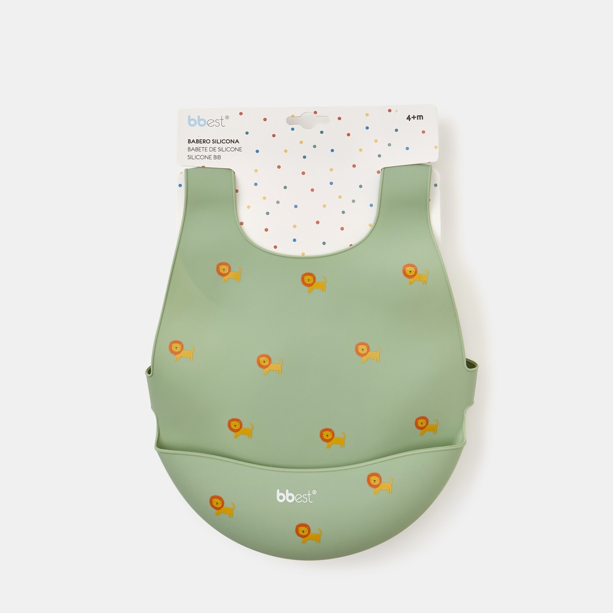 Babete de Silicone Leões com Fecho nas Costas Verde-3