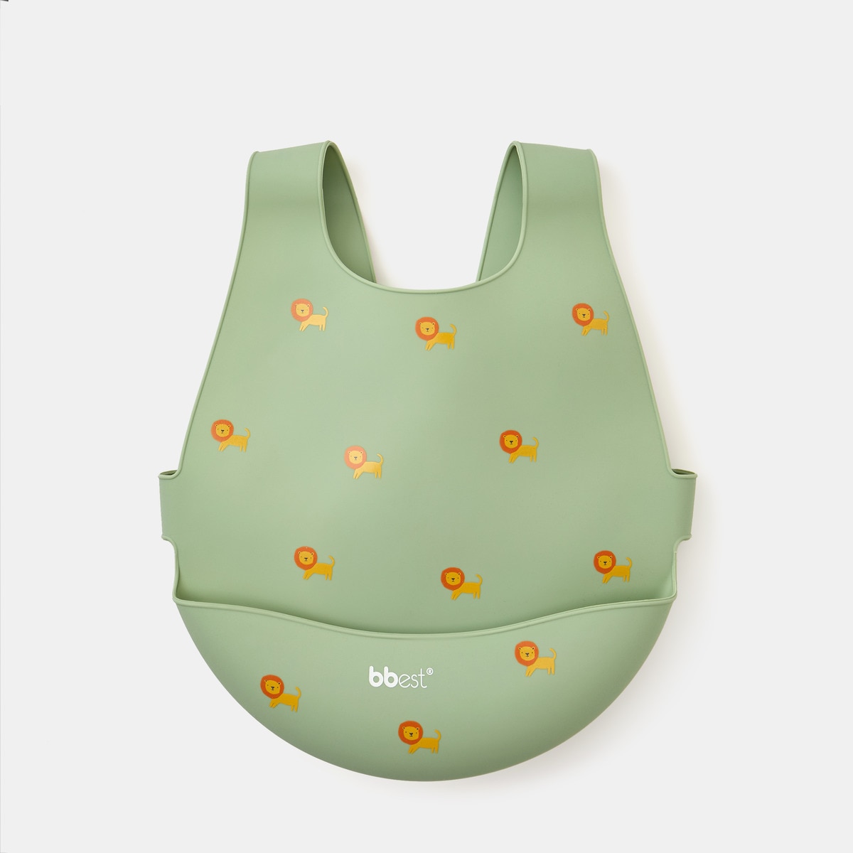 Babete de Silicone Leões com Fecho nas Costas Verde-1