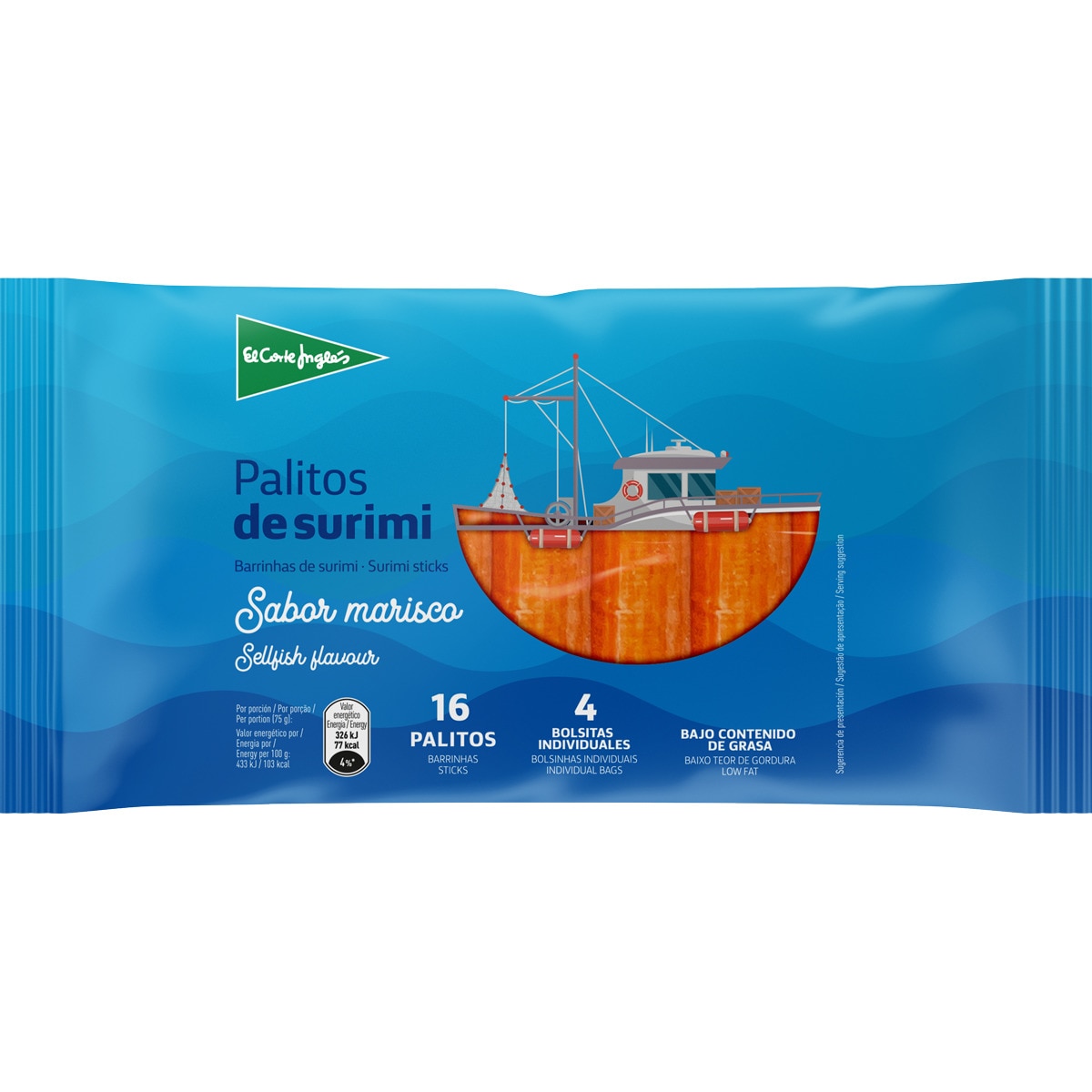 palitos de surimi sabor marisco 16 unidades bandeja 300 g