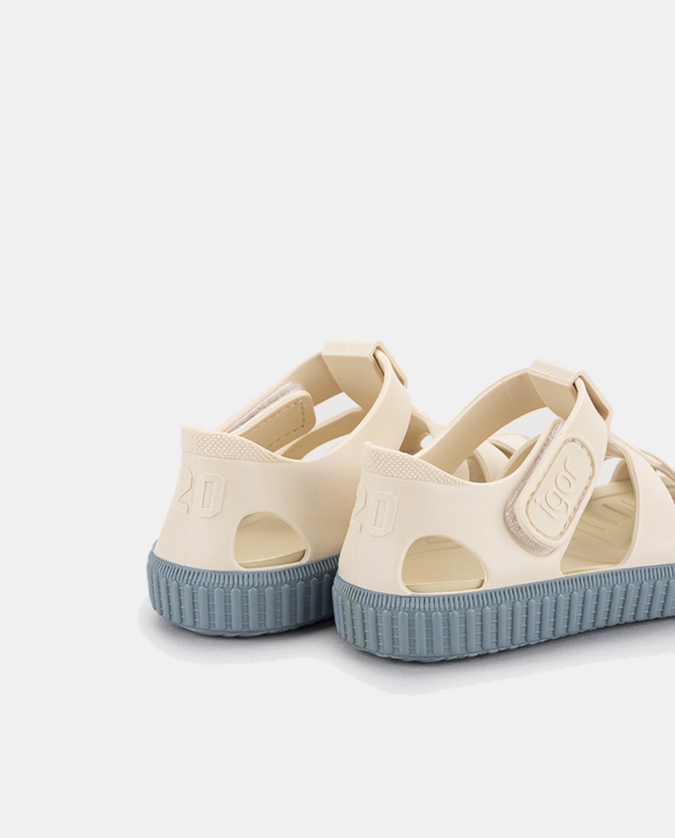 Sandálias de Bebé com Acabamento Mate e Fecho Aderente Bege-4