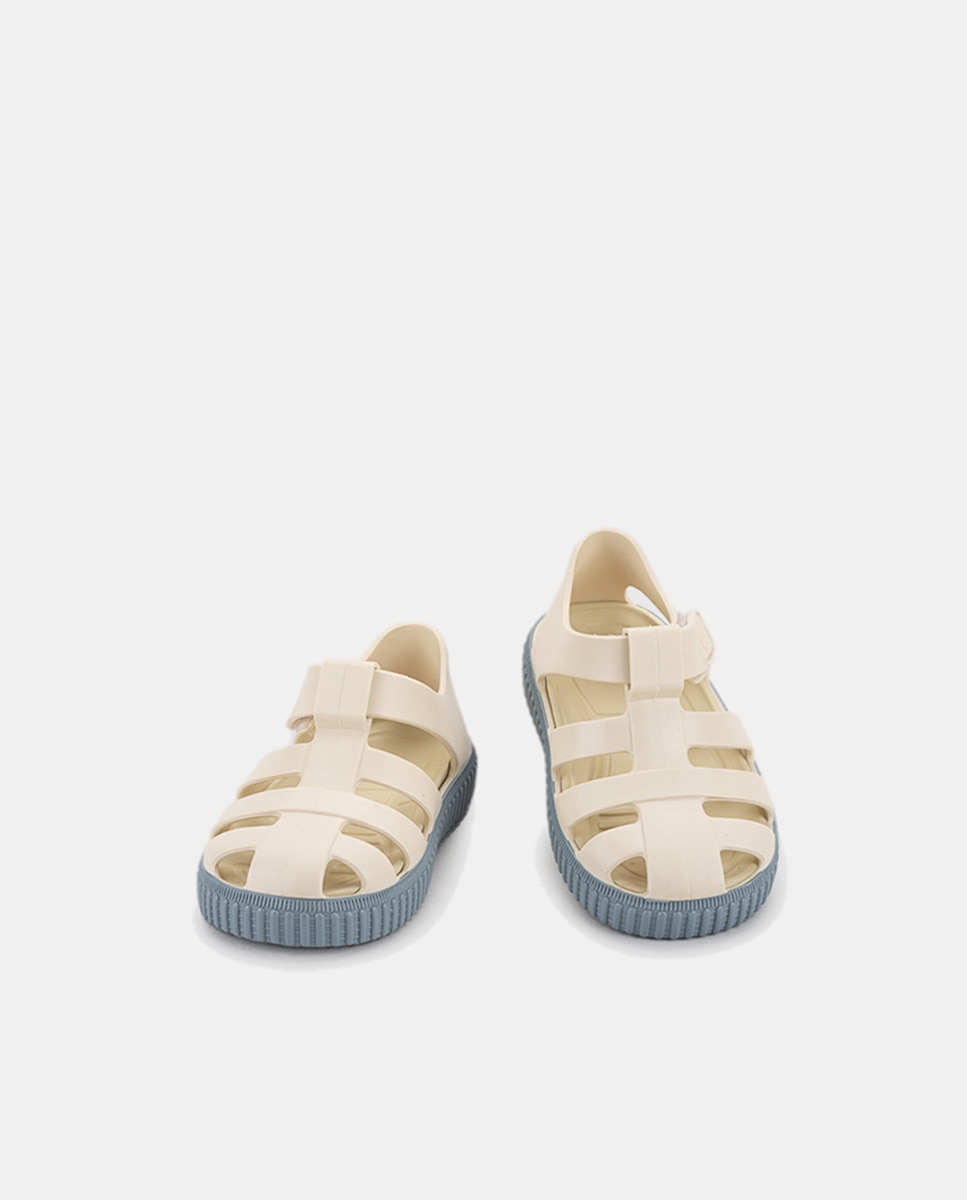 Sandálias de Bebé com Acabamento Mate e Fecho Aderente Bege-3