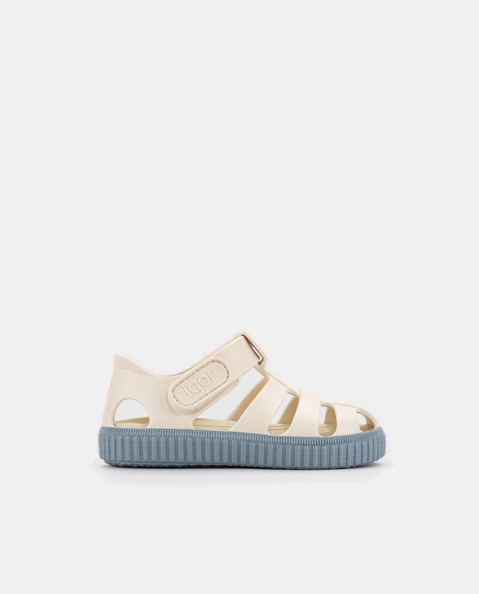 Sandálias de Bebé com Acabamento Mate e Fecho Aderente Bege-1