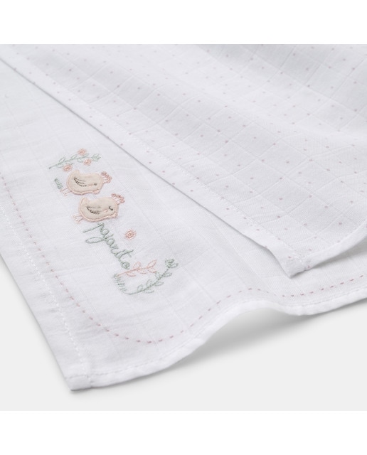 Imagen 0 de Muselinas Cotton Juice Baby Home Bosque pack 2 bordadas flores
