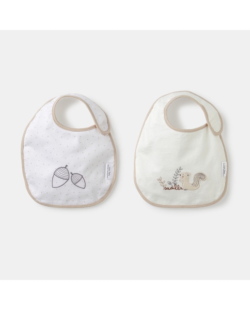 Imagen 0 de Baberos  Cotton Juice Baby Home pack 2 Bosque bordado ardilla