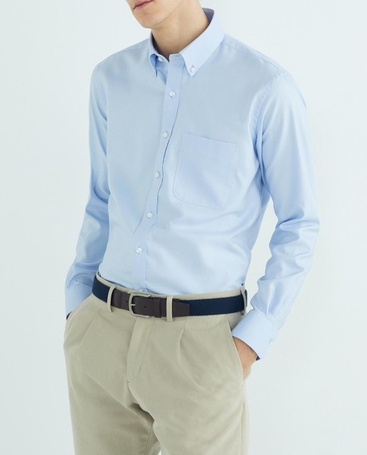 Imagen 0 de Camisa sport liso oxford,cuello botón punta,puño arista,con bolsillo.NON IRON