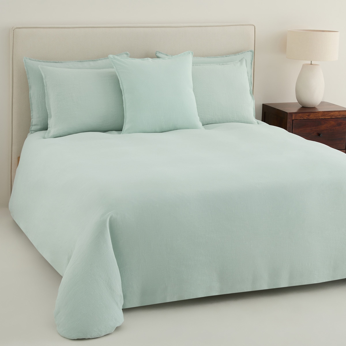 Conjunto de Capa de Edredão Linho Room Água-1