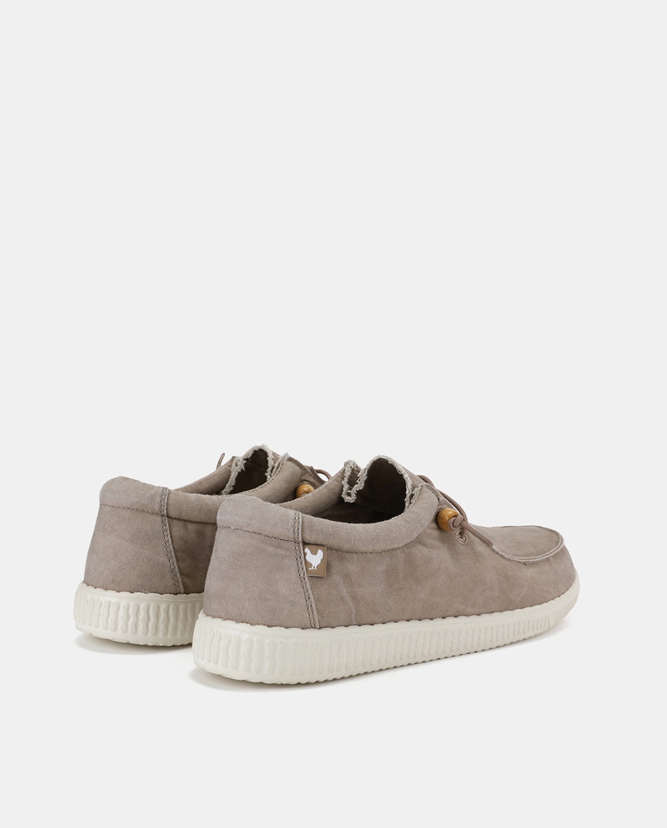 Sapatilhas Tipo Wallabee com Atacadores Elásticos Bege-3