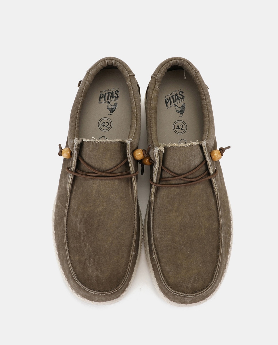 Sapatilhas Tipo Wallabee com Atacadores Elásticos Castanho-4