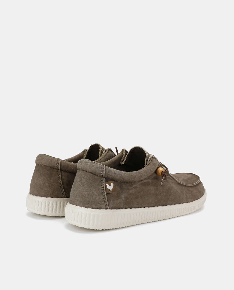 Sapatilhas Tipo Wallabee com Atacadores Elásticos Castanho-3