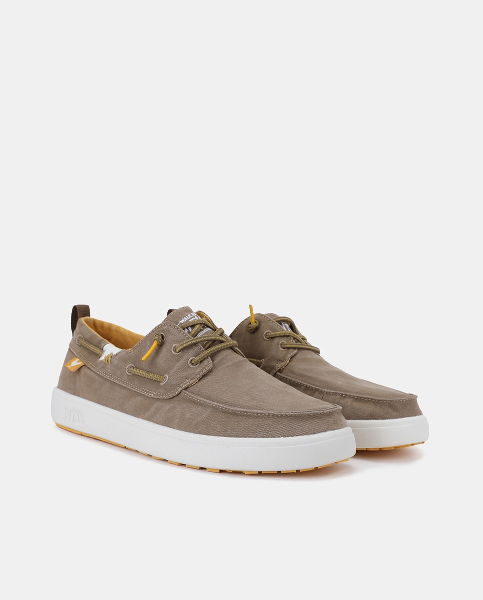 Náuticos de Lona com Atacadores Elásticos Taupe-2