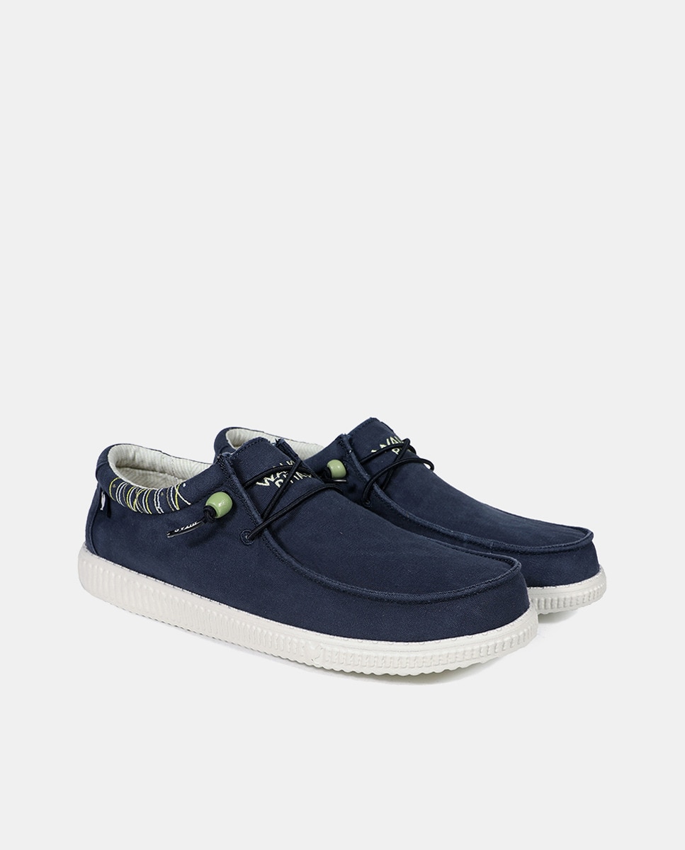 Sapatos Tipo Wallabee em Têxtil Azul-marinho-2