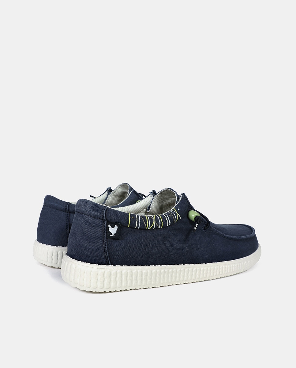 Sapatos Tipo Wallabee em Têxtil Azul-marinho-3